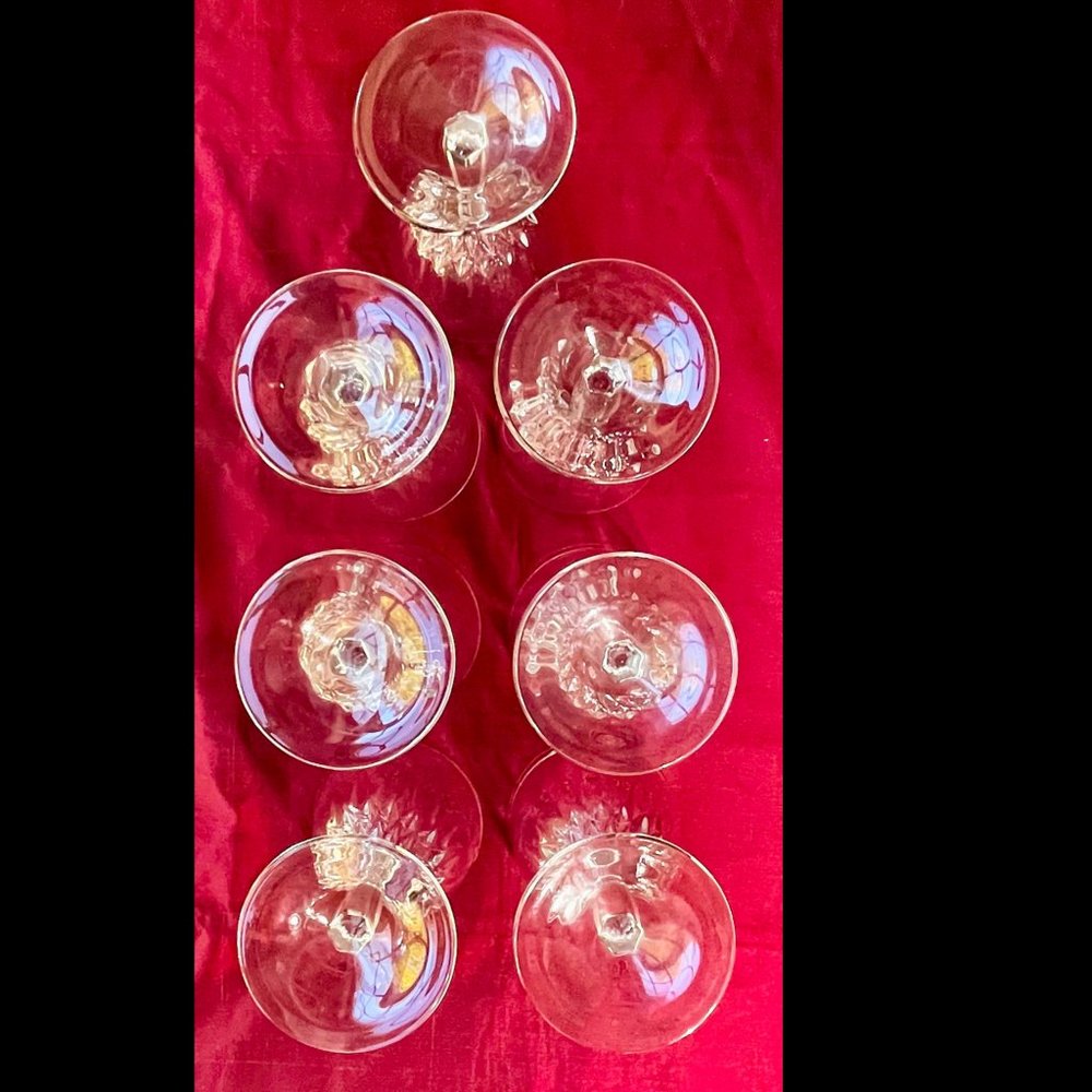 ▪️VTG▪️Set of 7 Etched Crystal Stemmed Sherry Cordial Glasses - Picture 4 of 4